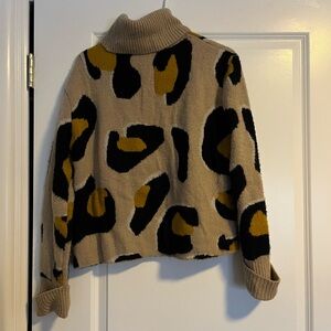 Anthropologie Moth Cowl Neck Sweater - Tan, Black, and Gold